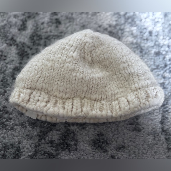 American Eagle Outfitters Handknit Wool Fleece Lined Beanie Cream vintage - Picture 3 of 3